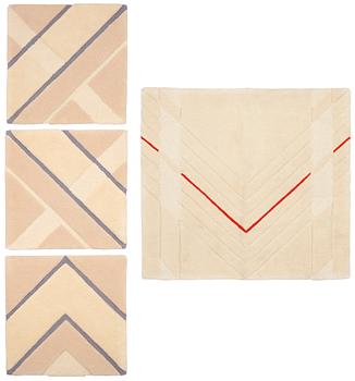 537. RUG, 4 parts. Hand tufted in relief. 118,5 x 119 cm as well as three parts 74,5 x 74 cm each. Berit Woelfer, Kasthall Ateljé AB.