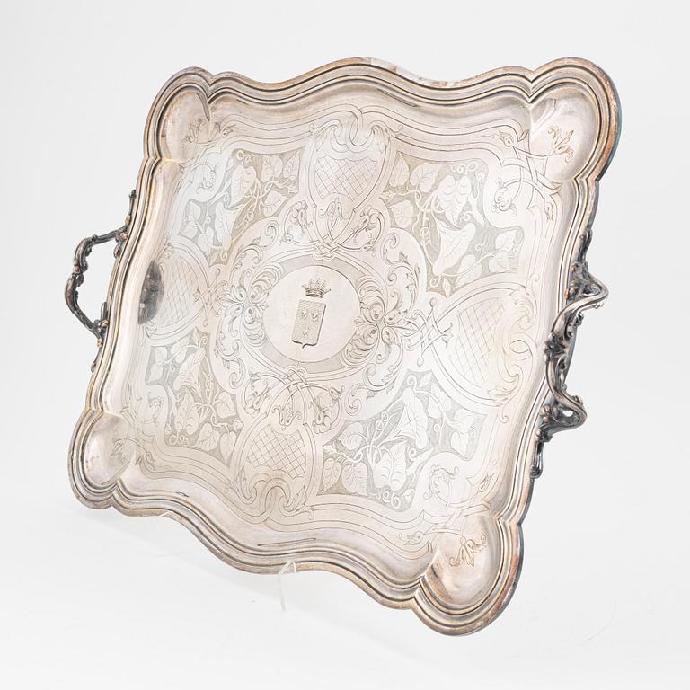 Bricka, nysilver, Christofle, tidigt 1900-tal.