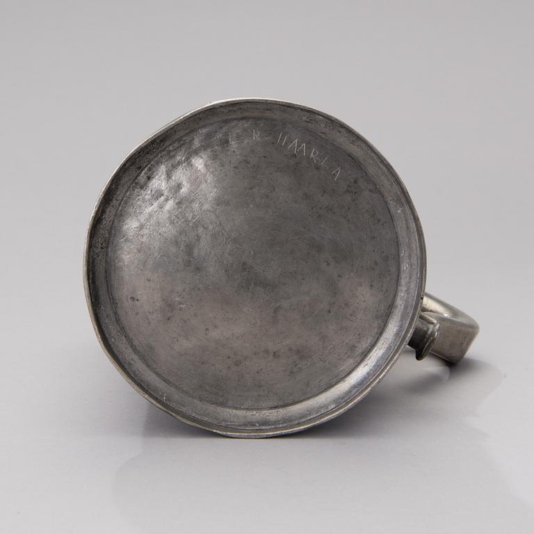 A FINNISH PEWTER TANKARD, Johan Gustaf Nordström, Lovisa 1849.