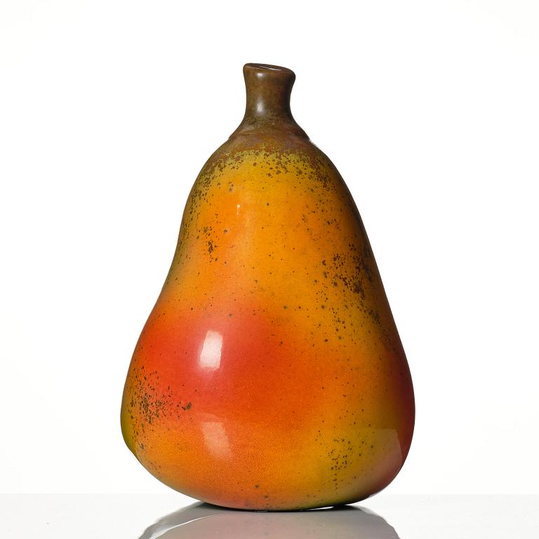 Hans Hedberg, a faience sculpture of a pear, Biot, France 1980s..