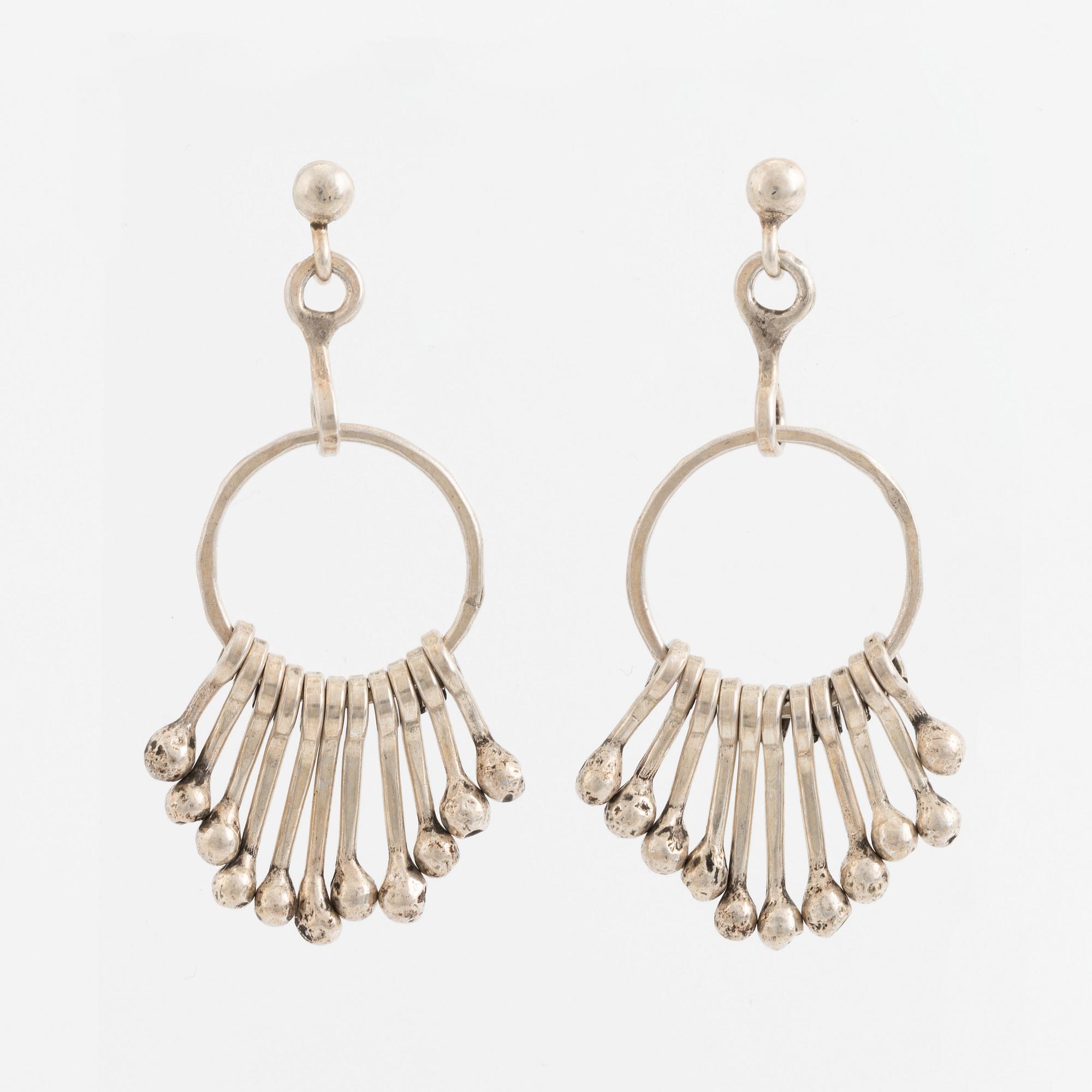 Earrings and necklace,  Birgitta Sanitate ,silver.