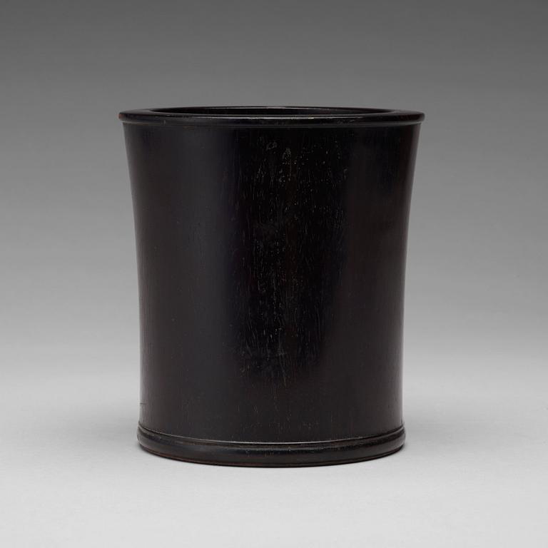 A chinese wooden brushpot, presumably Zitan, early 20th Century.