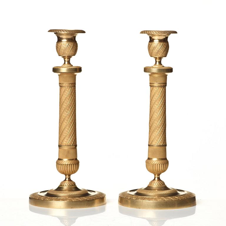 A pair of Empire candlesticks.