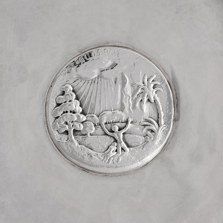 Atelier Borgila, skål, Stockholm 1930, sterling silver, komponerad av Erik Fleming.