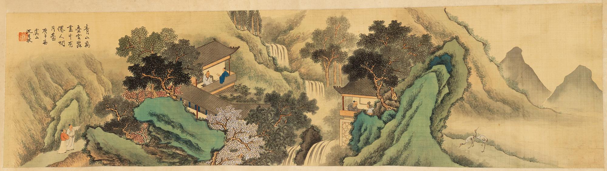 A scroll painting, Shen Fangbo (China 19th/20th century), watercolour and ink on silk, late Qing dynasty.