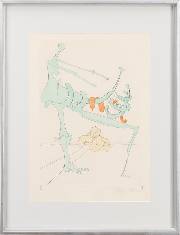 Salvador Dalí, coloured drypoint, 1974, signed and numbered 43/300.