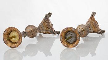 Ljusstakar, 4 st, silver, icke identifierad mästarstämpel ZP, Venedig 1600-/1700-tal. Barock.