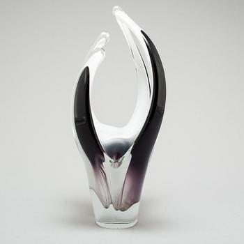 PAUL KEDELV, vase/skulptur, glas, "Coquille", Flygsfors, 1957.