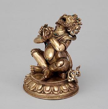 544. FIGURIN, förgylld brons. Buddhistisk gudom, Nepal/Tibet 1900-tal.