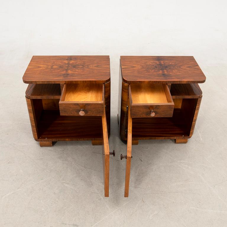 Bedside tables, a pair, Art Deco, first half of the 20th century.