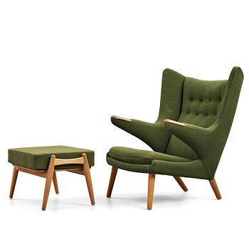 355. Hans J. Wegner, a "Papa bear" easy chair by AP-stolen and ottoman by Getama, Denmark 1950-60's.