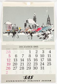 OTTO NIELSEN, kalender, SAS Scandinavian Airlines System, 1965.