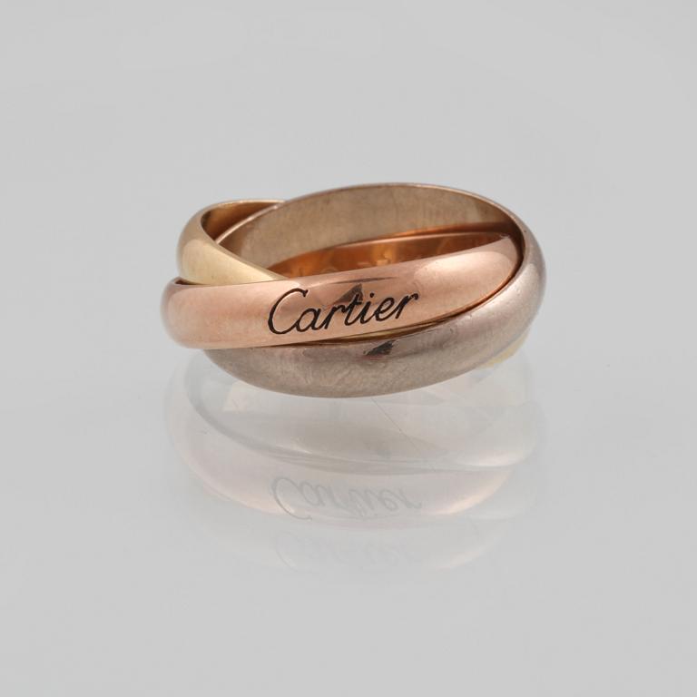 RING, 18K trefärgat guld, "Trinity", Cartier. Vikt 7,9 gram.