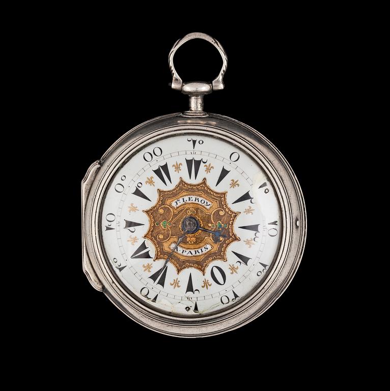 A silver verge pocket watch, Le Roy, Paris, for the Turkish market. 18th century.