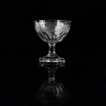 Gerda Strömberg, an early 20th century 37-pcs glass servis "Hörningsholm", Strömbergshyttan, Sweden.