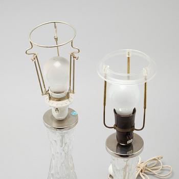 A pair of table lamps by Carl Fagerlund for Orrefors, third quarter of the 20th century.