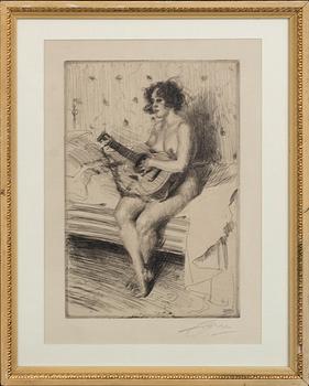 Anders Zorn, a signed etching from 1900.