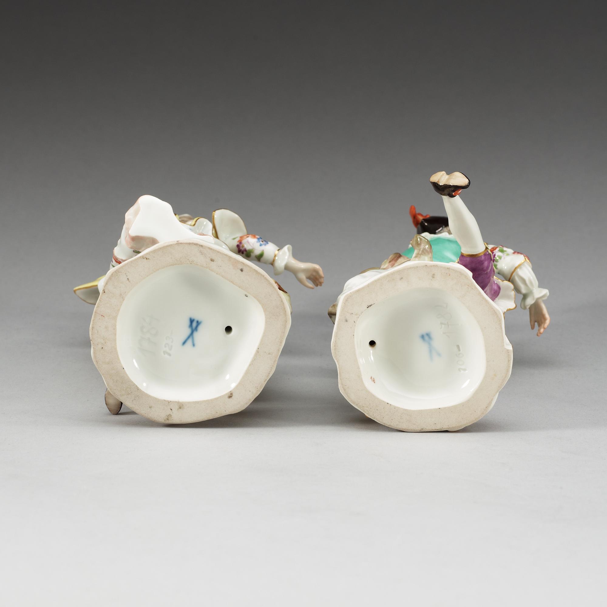 FIGURINER, ett par, porslin. Meissen, 1920-tal.
