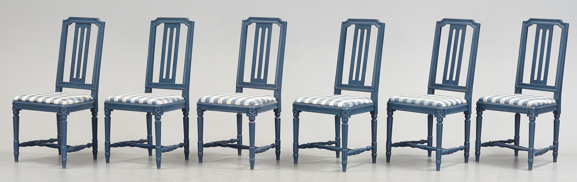 STOLAR, 6 stycken, gustaviansk stil, sent 1900-tal.
