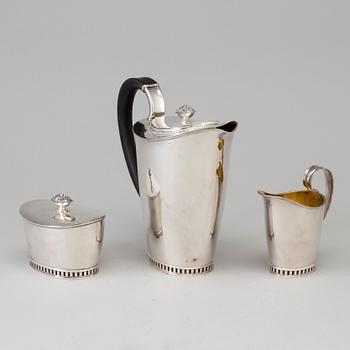 A three parts silver coffee set, by Sven-Arne Gillgren, GAB, Stockholm, 1957.