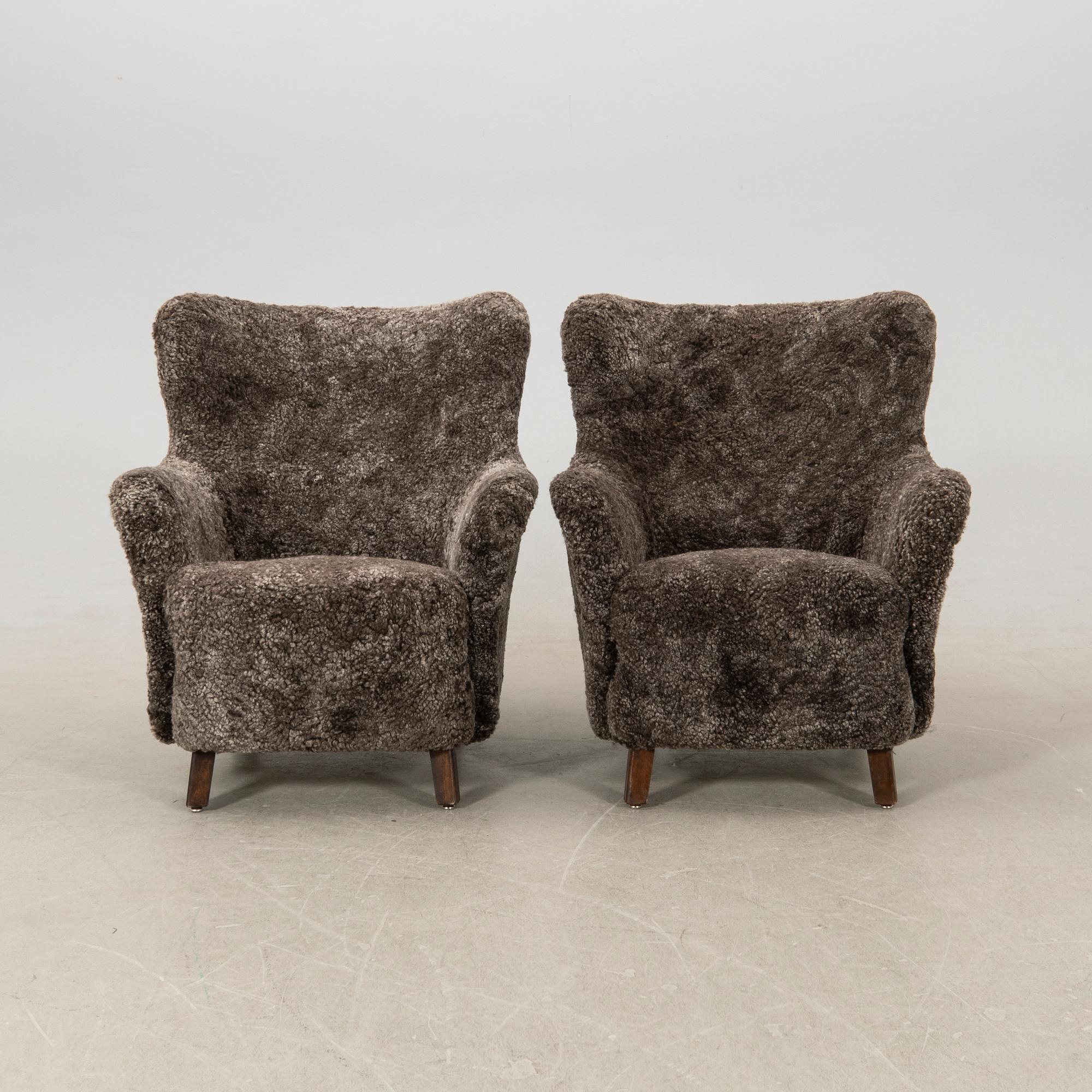 Armchairs, a pair, Asko Finland 1940s.
