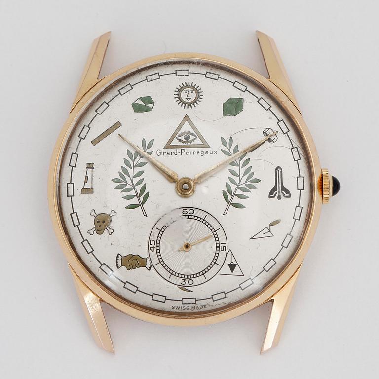 ARMBANDSUR, herr, Girard Perregaux, Frimurarsymboler, 1950-tal.