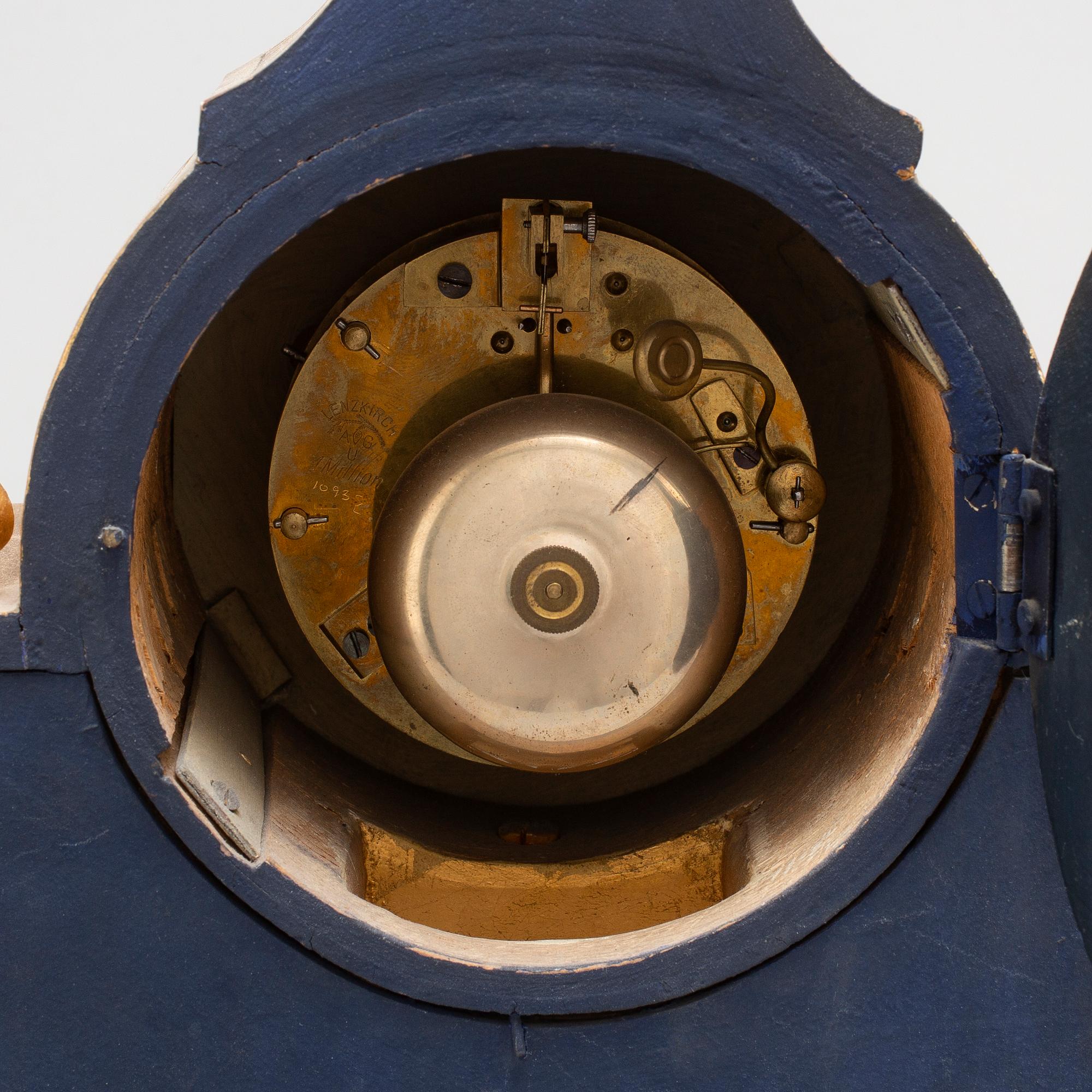 A Gustavian style mantle clock, signed C.A. Carlsson 12/12 1913 Nyköping.