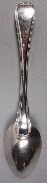 DESSERTSKEDAR, 6 st, silver, mest Jonas Lindberg, Stockholm 1824.