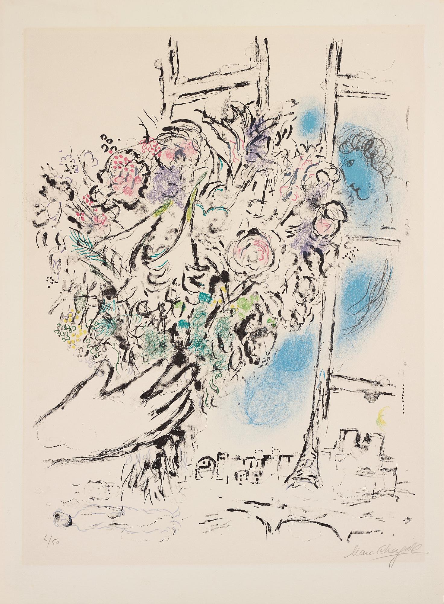 MARC CHAGALL, färglitografi, 1964, signerad med blyerts och numrerad 6/50.