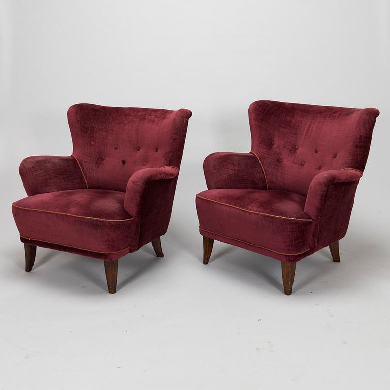 Ilmari Lappalainen, a pair of 1950's 'Laila' armchairs for Asko, Finland.