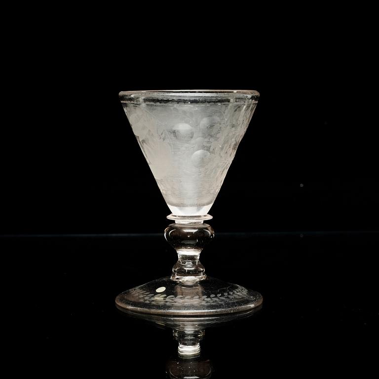 A German engraved and cut goblet, early 18th Century.
