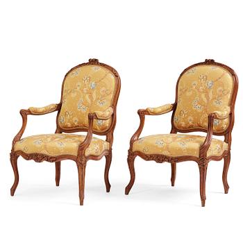 45. A pair of Louis XV fauteuils by Georges Jacob (master in Paris 1765-1814).