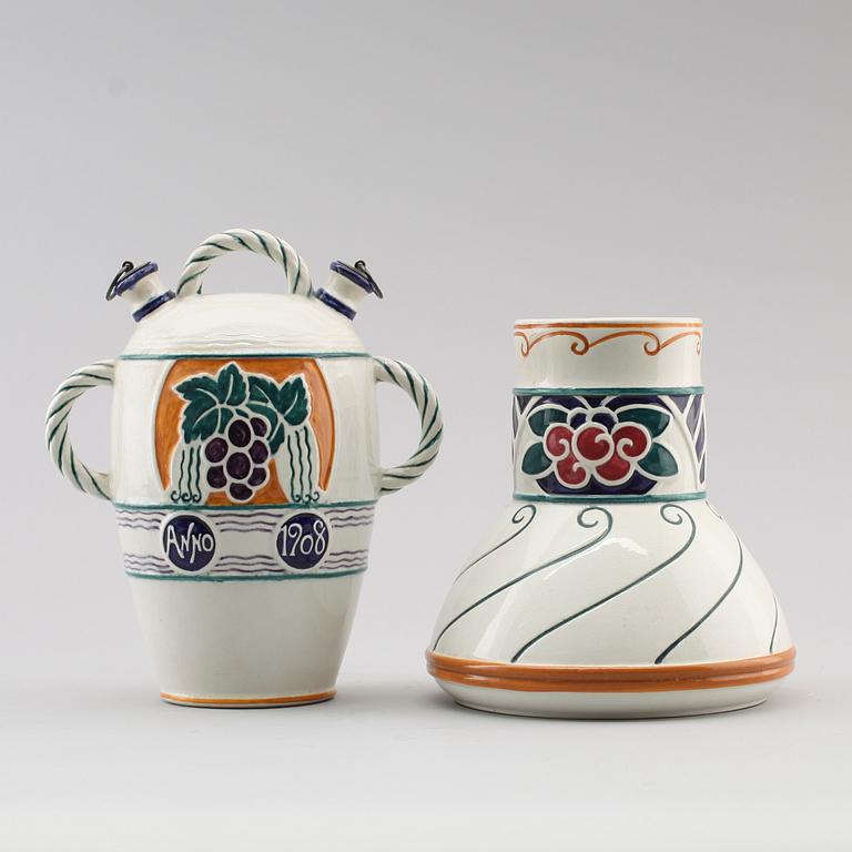 VAS OCH VINKARAFF, flintgods, "Dessin", Alf Wallander, Rörstrand, omkring år 1900.