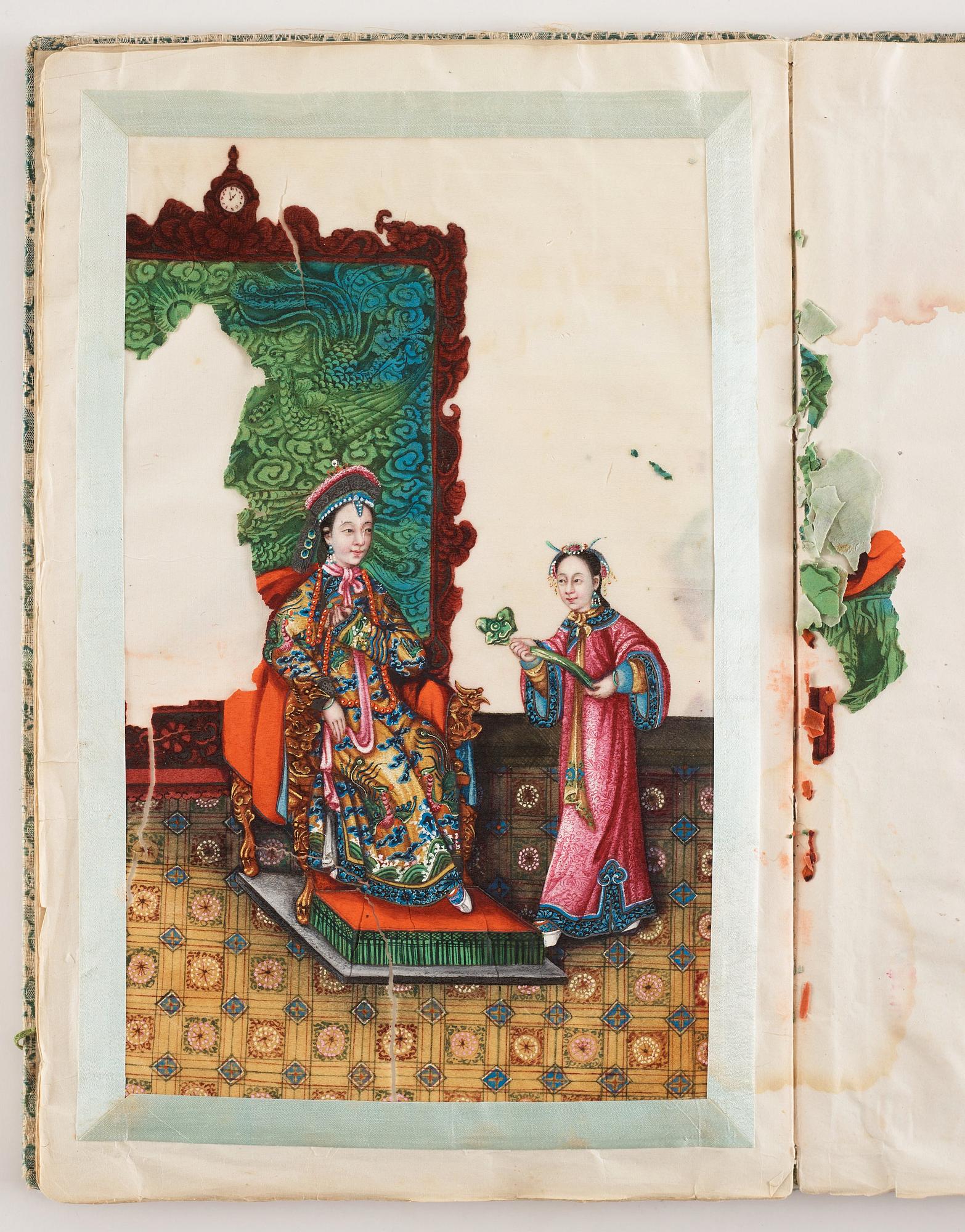 An album with 12 Chinese paintings by anonymous artist, Qing dynasty, 19th Century.