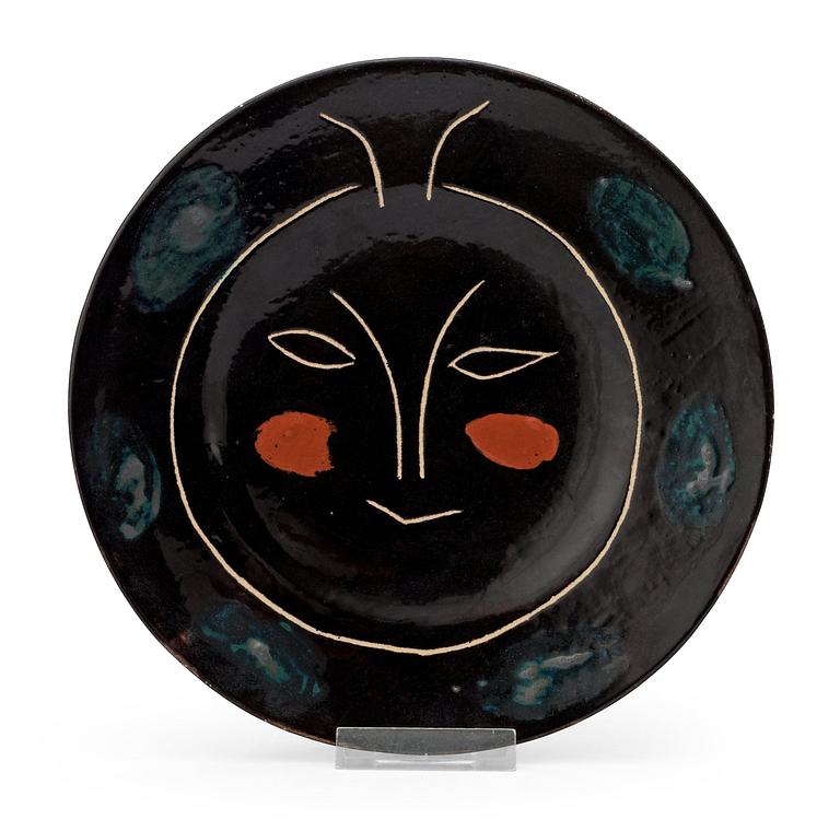 A Pablo Picasso 'Service visage noir, assiette J' dish, madoura, Vallauris, France.