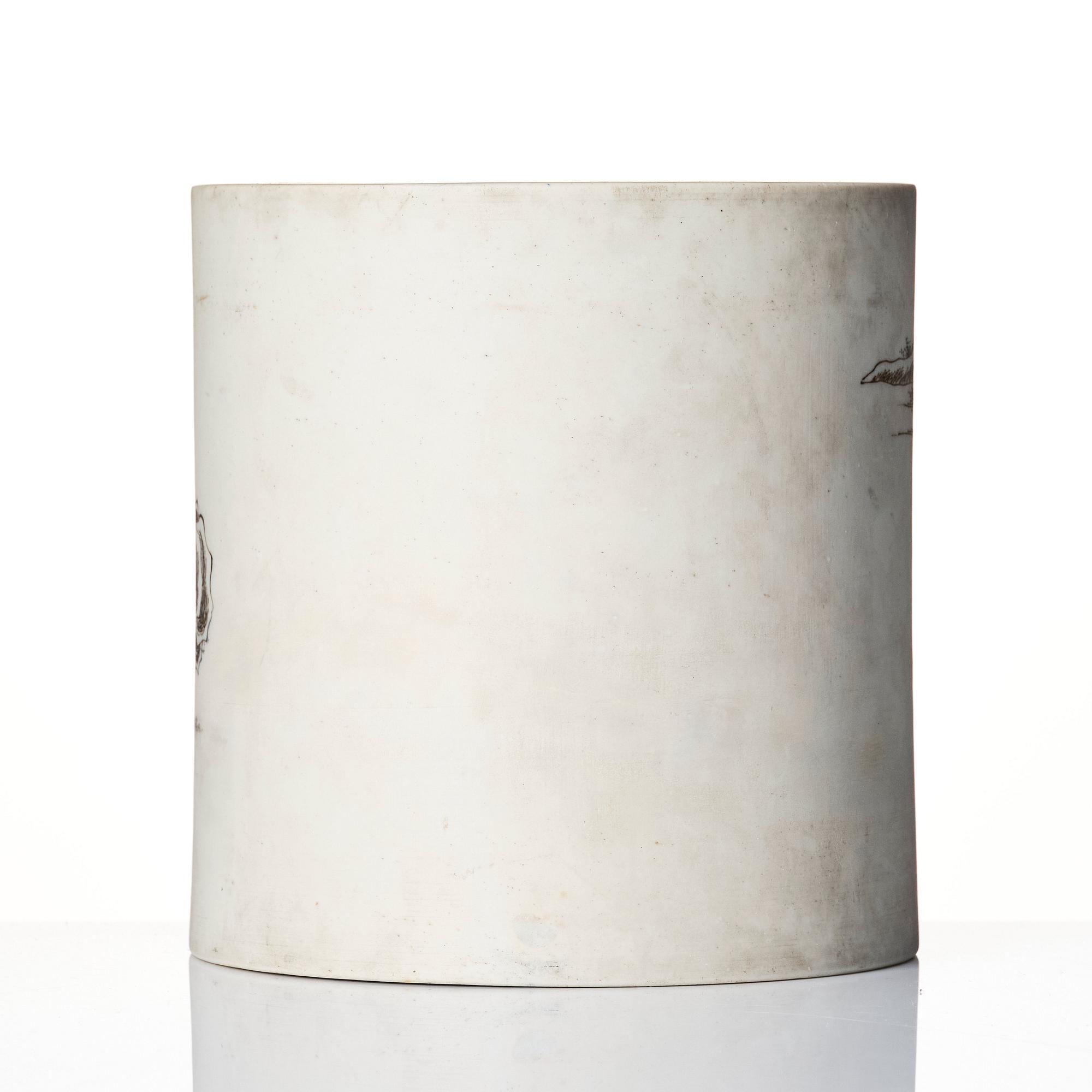 A bisquit brush pot, presumably late Qing dynasty/Republic.