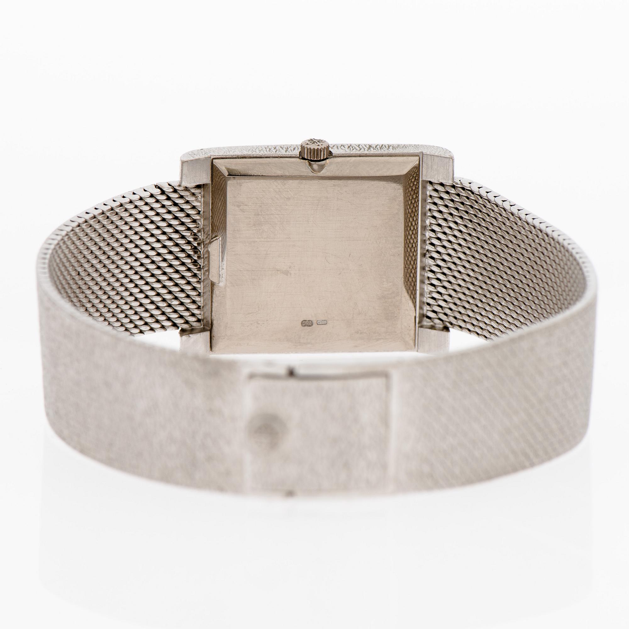 WRISTWATCH, Paterk Philippe 3553, 18K white gold, 26 diamonds. Original certificate. Manufactured 1976.