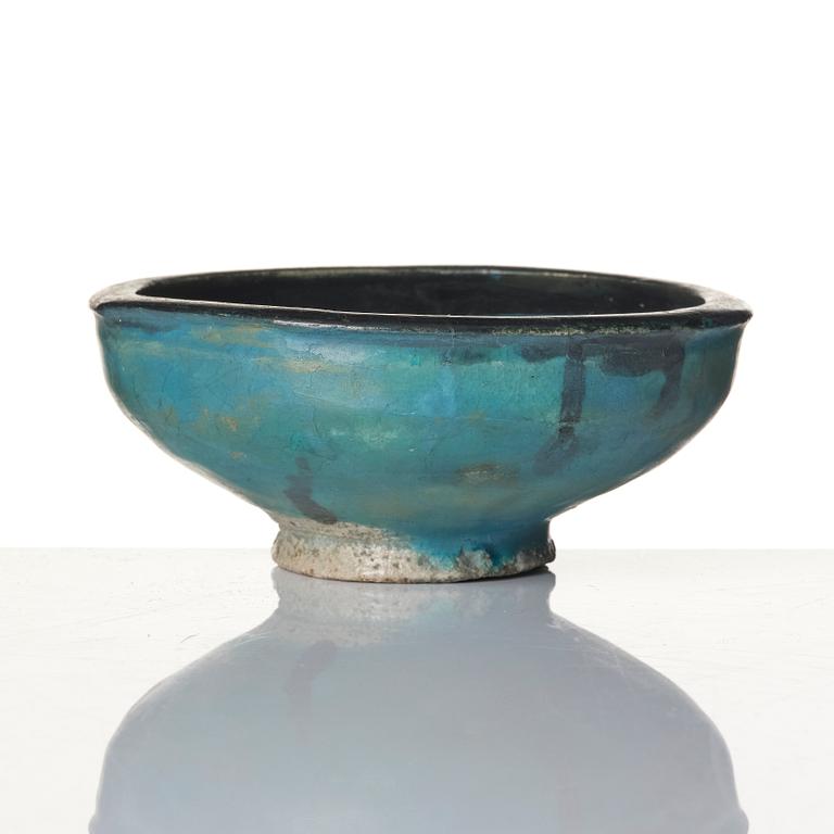 A Kashan, pottery bowl, Persia, 13th century.