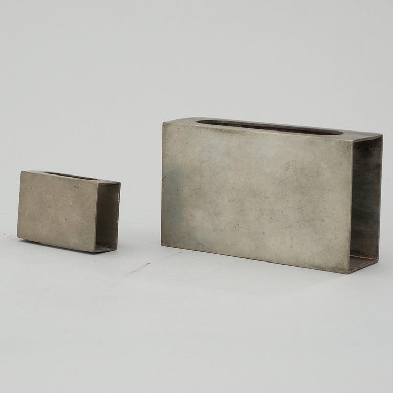 Two Svenskt Tenn pewter matchbox cases, Stockholm, the larger one stamped 1956.