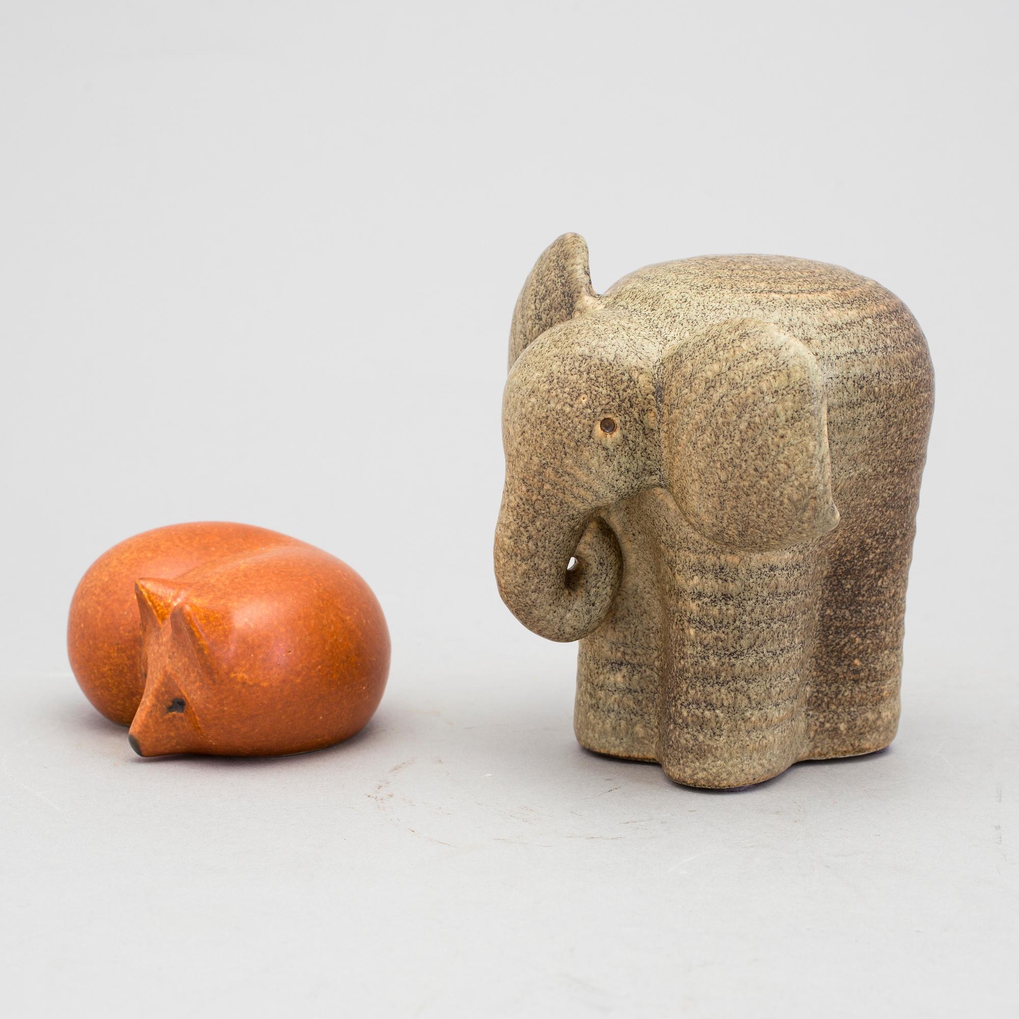 Two 20th Century stoneware figurines designed by Lisa Larson, Gustavsberg.