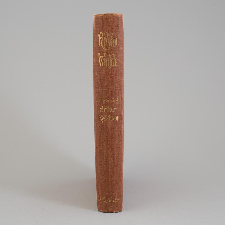 BOK, "Rip van Winkle", Washington Irving. Med egenhändig tillskrift och datum 1907 av John Bauer till dennes fru Esther.