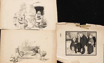 ANDERS FORSBERG, 3 ink drawings, signed.