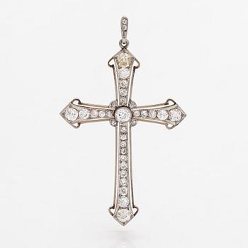 An 18K gold cross pendant with old-cut diamonds ca. 5.43 ct in total. With certificate.