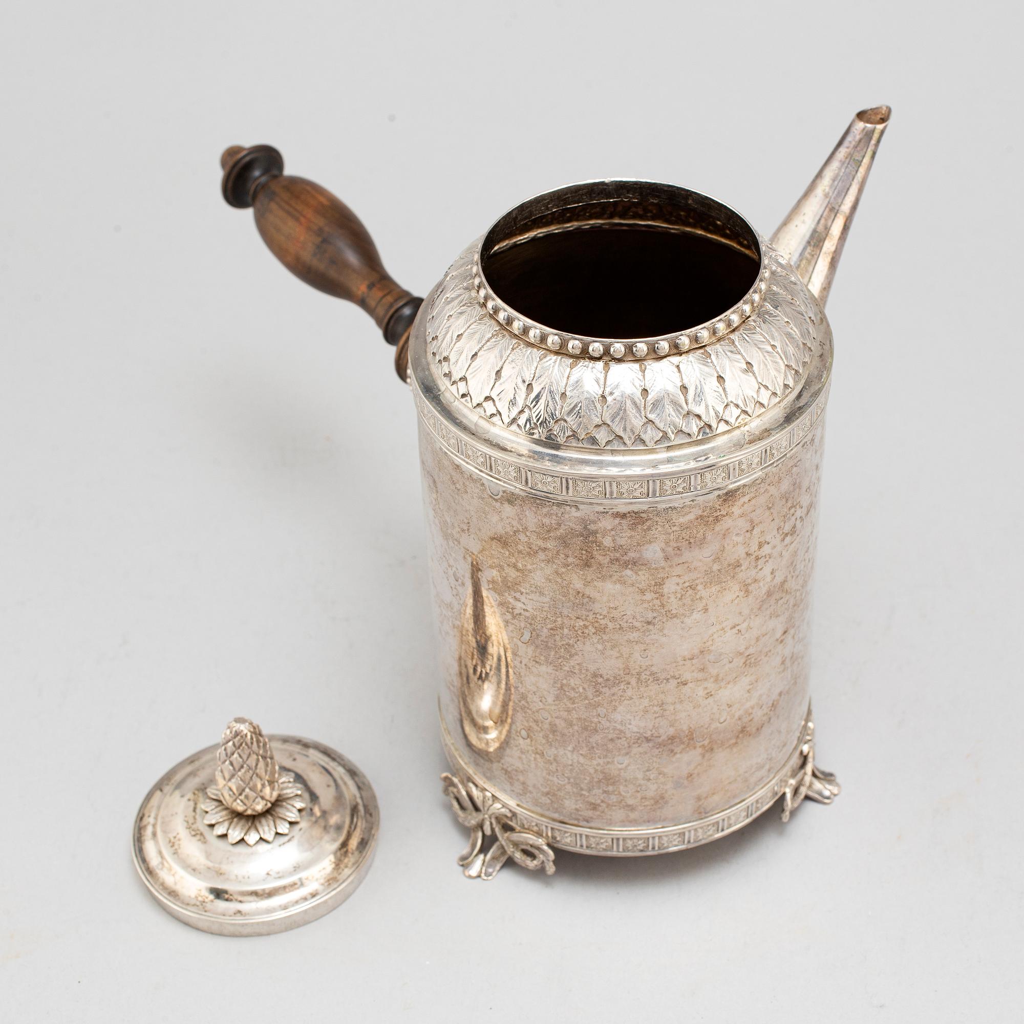 A Swedish 18th century silver coffee-pot, mark of Anders Hjulström, Köping 1792.