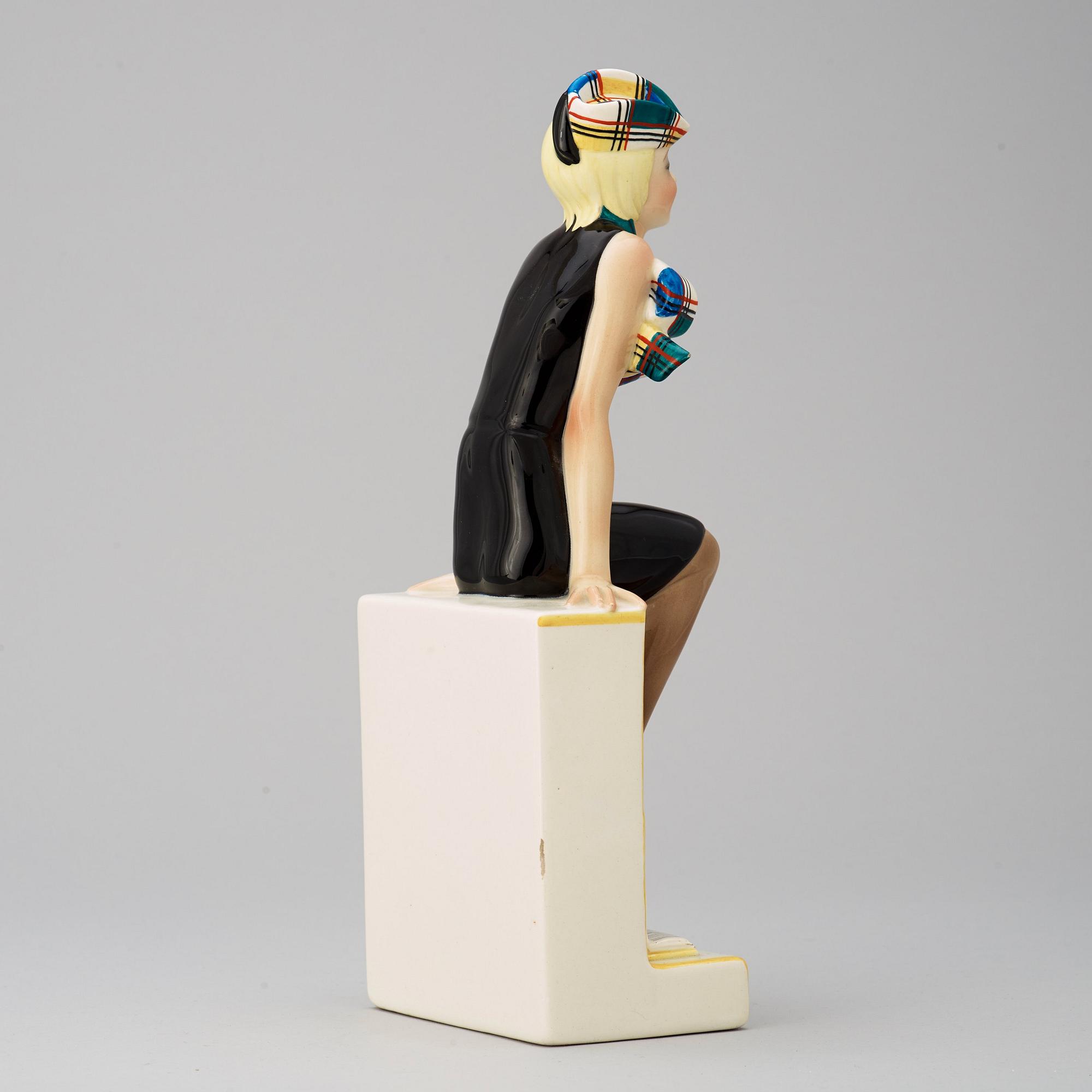 A Helen König Scavini 'La studentessa' glazed earthenware figure, Lenci, Italy 1930's.