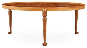 508. A Josef Frank walnut and burrwood sofa table, Svenskt Tenn, model 2139.