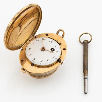 Fickur i form av korg, guld och emalj, Genève, Schweiz, tidigt 1800-tal.
