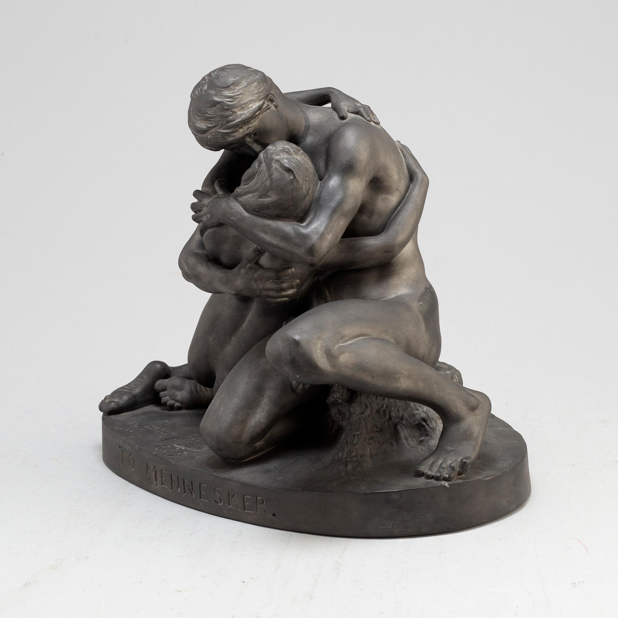 STEPHAN SINDING, after, a 'To Mennesker' sculpture, signed and dated 1889, 20th century.