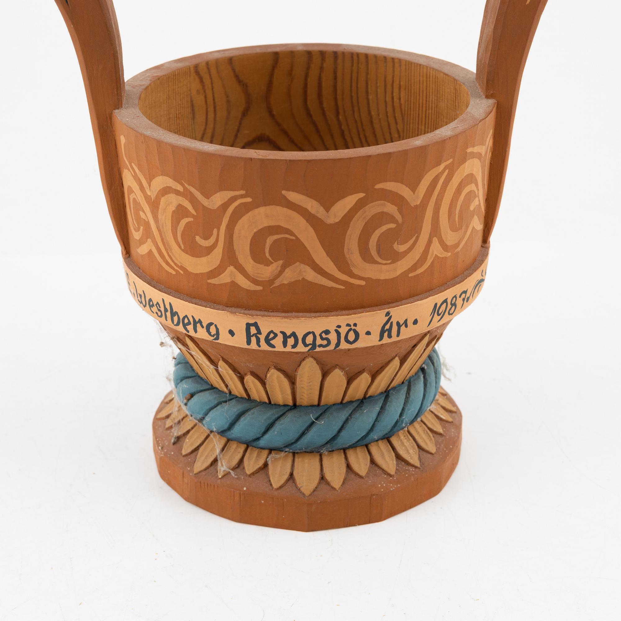 Erik Westberg, a crown cup, Rengsjö, Sweden, signed and dated 1987.
