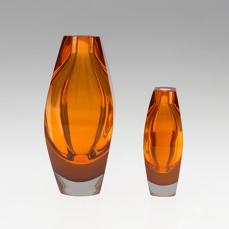 MONA MORALES-SCHILDT, 2 "Ventana" vases for Kosta glassworks, 1960´s.